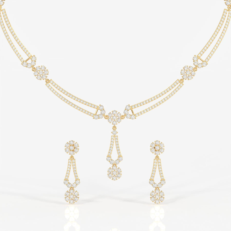 Buy Round Cut Moissanite Diamond Sterling Silver Necklace & Earring Set
