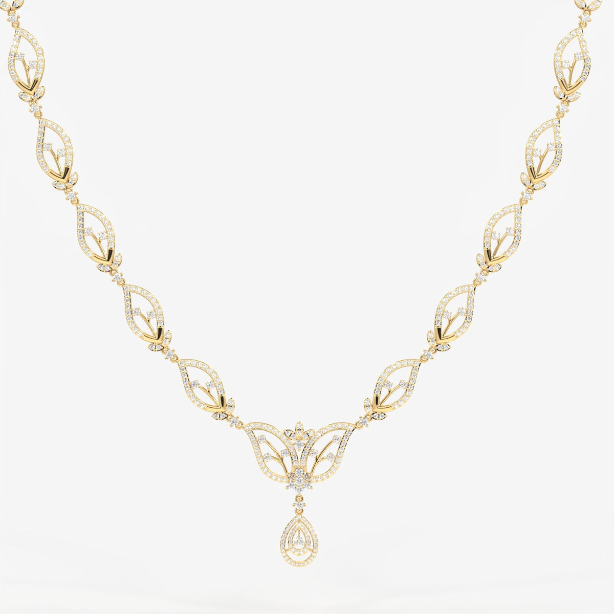 Buy Round Cut Moissanite Diamond Sterling Silver Necklace & Earrings