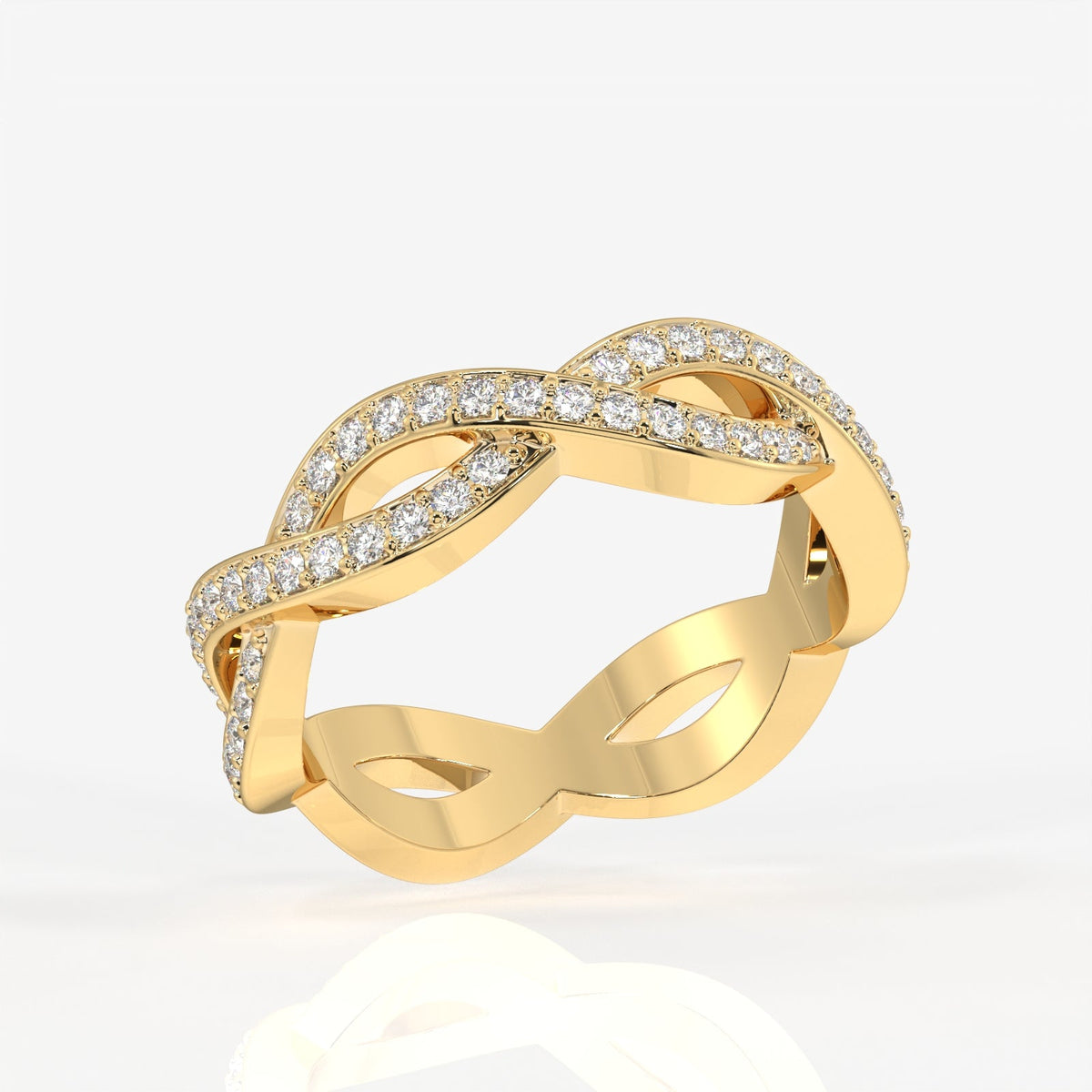 Buy Round Cut Moissanite Diamond twisted Eternity Sterling Silver Band