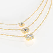 Buy Round and Emerald Cut Moissanite Diamond Sterling Silver Necklace
