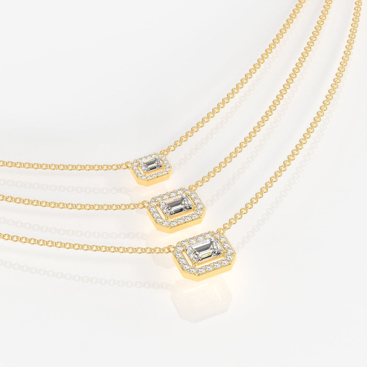 Buy Round and Emerald Cut Moissanite Diamond Sterling Silver Necklace