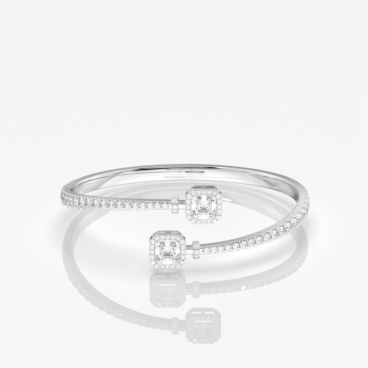 Caratbazaar Asscher Cut Moissanite Diamond Sterling Silver Bracelet