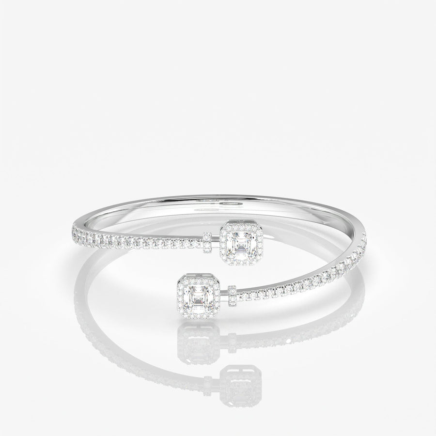 Caratbazaar Asscher Cut Moissanite Diamond Sterling Silver Bracelet