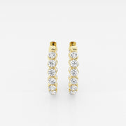 Caratbazaar Round Cut Lab Grown Diamond Floating Hoop 14k Gold Earrings