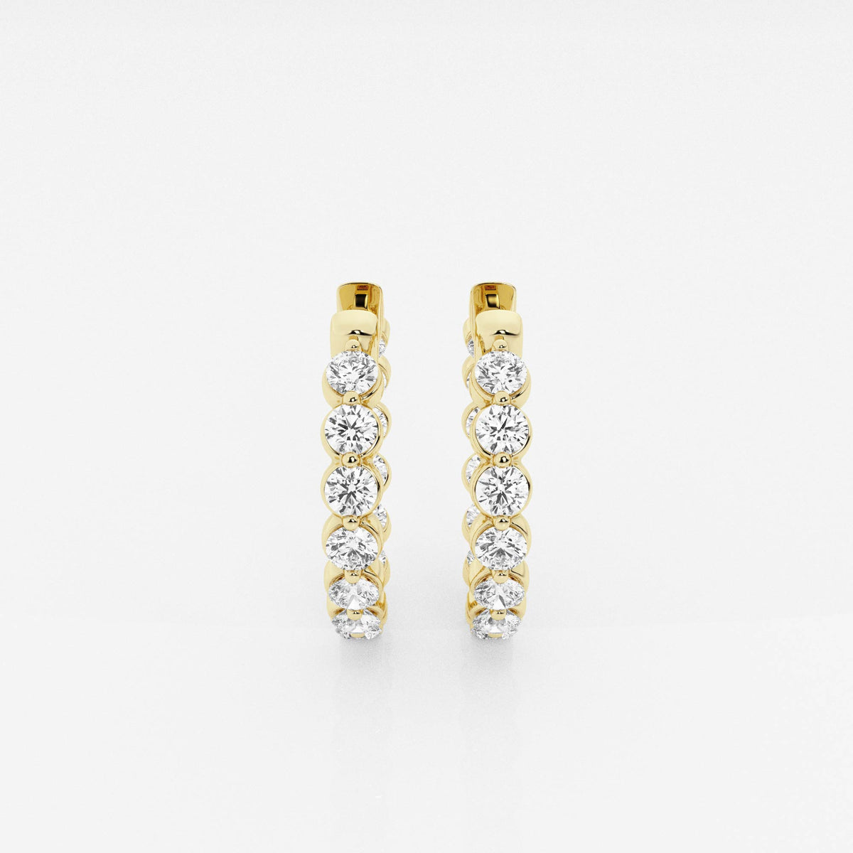 Caratbazaar Round Cut Lab Grown Diamond Floating Hoop 14k Gold Earrings