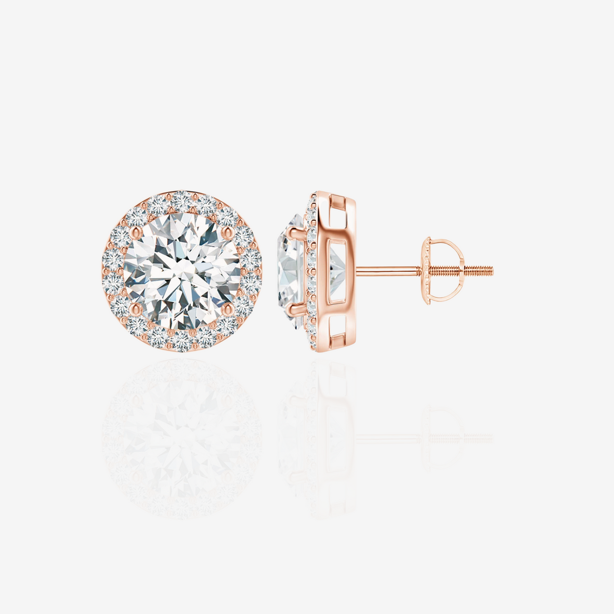 Caratbazaar Round Cut Moissanite Diamond Halo Stud Sterling Silver Earrings