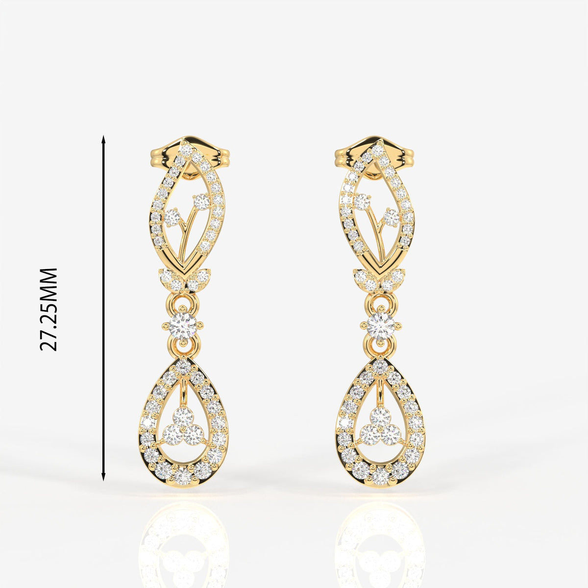 Caratbazaar Round Cut Moissanite Diamond Sterling Silver Necklace & Earrings