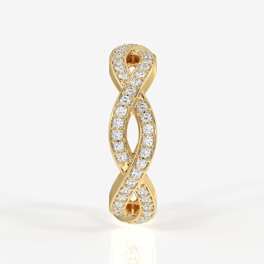 Caratbazaar Round Cut Moissanite Diamond twisted Eternity Sterling Silver Band