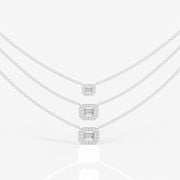 Caratbazaar Round and Emerald Cut Moissanite Diamond Sterling Silver Necklace