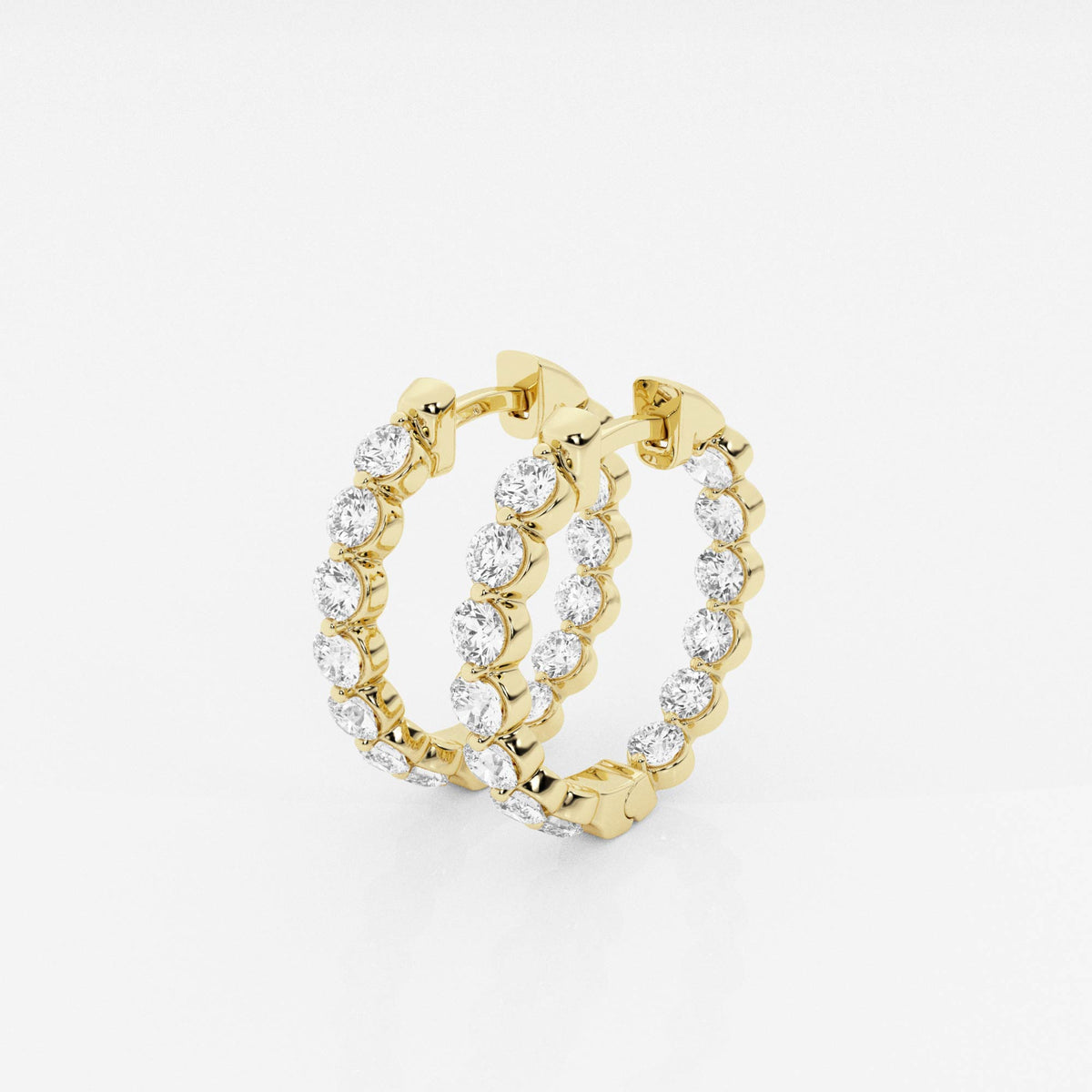 Certified Round Cut Lab Grown Diamond Floating Hoop 14k Gold Earrings