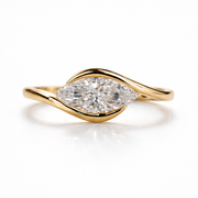 Marquise Cut Moissanite Diamond Solitaire Sterling Silver Ring