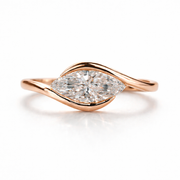 Marquise Cut Moissanite Diamond Solitaire Sterling Silver Ring
