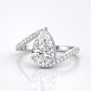 Pear Cut Moissanite Diamond Twisted Engagement Sterling Silver Ring