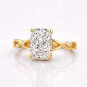 Radiant Cut Moissanite Diamond Engagement Sterling Silver Ring