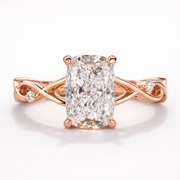 Radiant Cut Moissanite Diamond Engagement Sterling Silver Ring