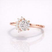 Portuguese Cut Moissanite Diamond Engagement Sterling Silver Ring