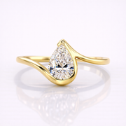 Pear Cut Moissanite Diamond Solitaire Sterling Silver Ring