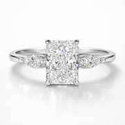 Radiant & Marquise Cut Moissanite Diamond Trilogy Sterling Silver Ring