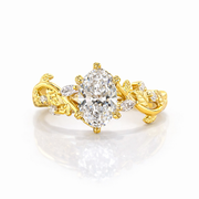 Oval Cut Moissanite Diamond Engagement Sterling Silver Ring