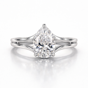 Pear Cut Moissanite Diamond Hidden Halo Sterling Silver Ring