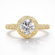 Round Cut Moissanite Diamond Twisted Pave Sterling Silver Ring