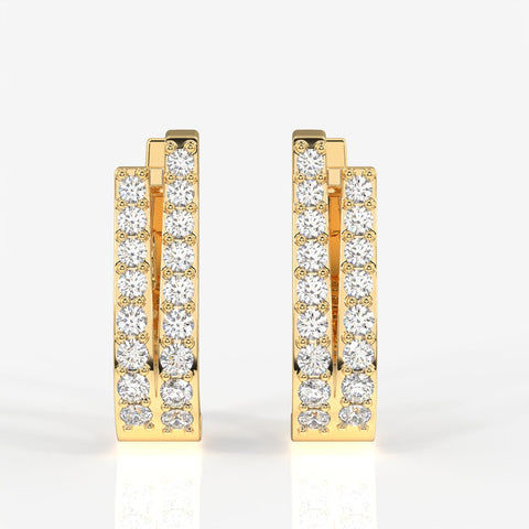 Dual Gleam Lab Grown Hoop 14k Gold Earrings