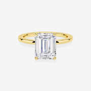 Emerald Cut  Lab Grown Diamond Classic Solitaire Engagement 14k Gold Ring