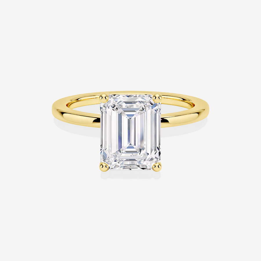 Emerald Cut  Lab Grown Diamond Classic Solitaire Engagement 14k Gold Ring