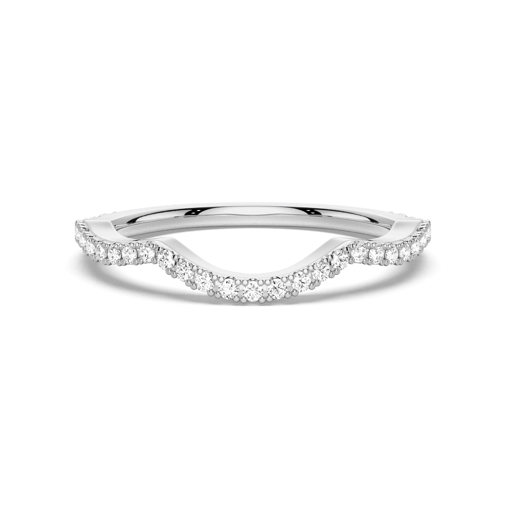 Round Cut Moissanite Diamond Wedding Band Sterling Silver Ring
