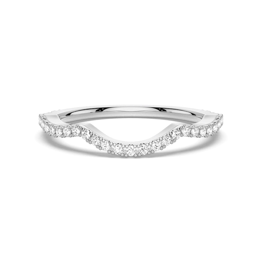 Round Cut Moissanite Diamond Wedding Band Sterling Silver Ring