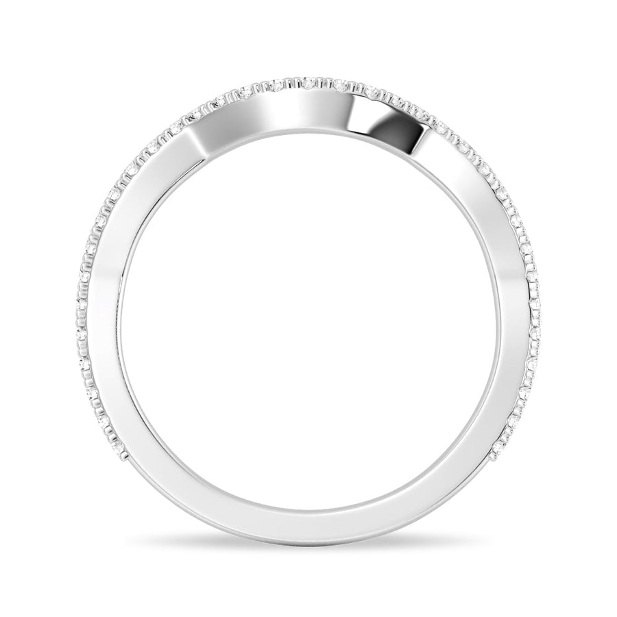 Round Cut Moissanite Diamond Wedding Band Sterling Silver Ring
