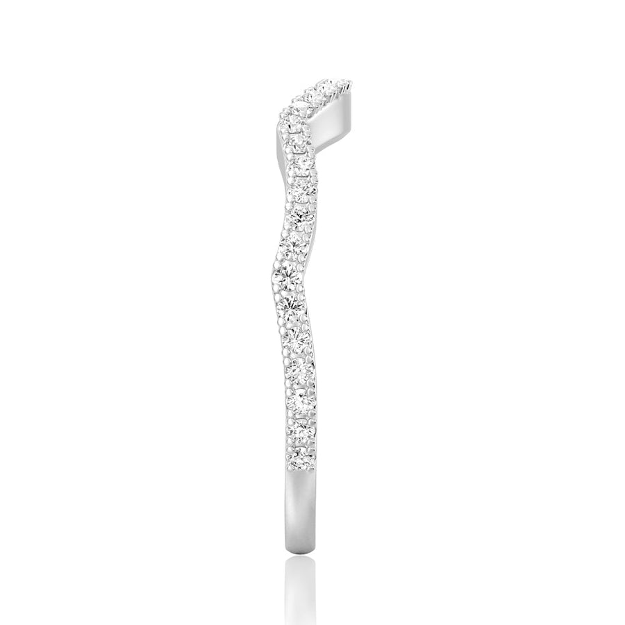 Round Cut Moissanite Diamond Wedding Band Sterling Silver Ring