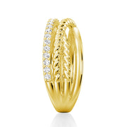 Round Cut Moissanite Diamond Wedding Band Sterling Silver Ring