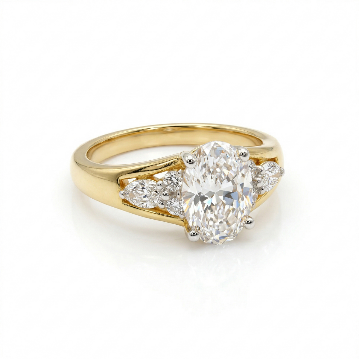 Oval Cut Moissanite Diamond Sterling Silver Engagement Ring