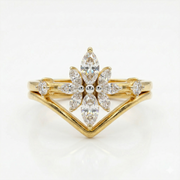 Marquise Cut Moissanite Diamond Sterling Silver Engagement Ring