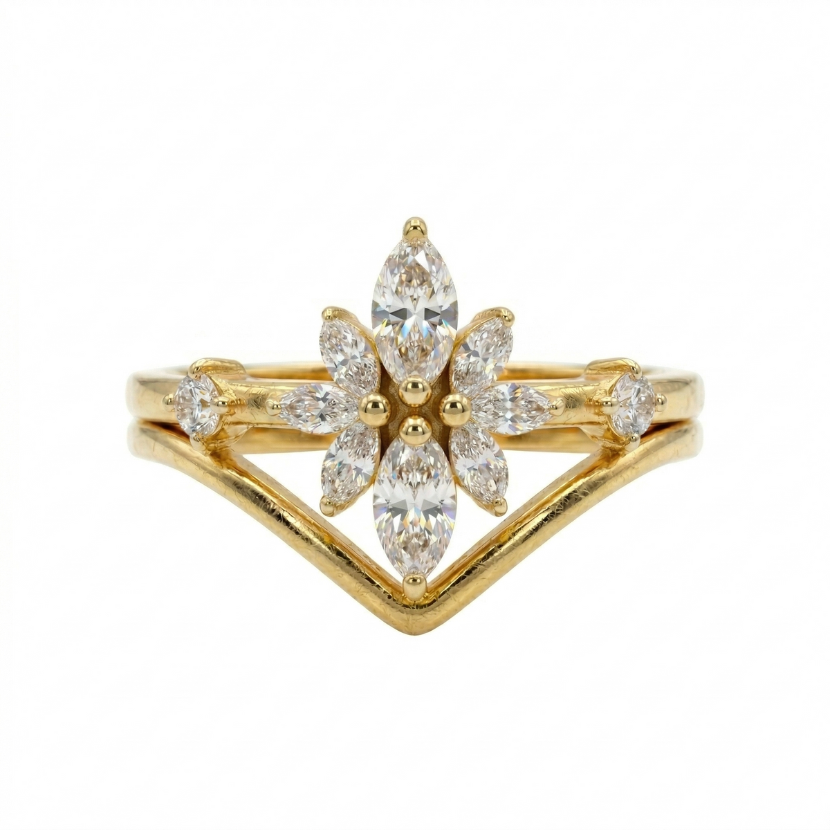 Marquise Cut Moissanite Diamond Sterling Silver Engagement Ring
