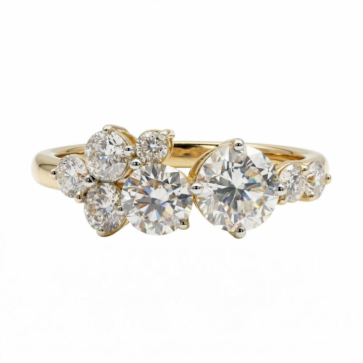 Round Cut Moissanite Diamond Sterling Silver Engagement Ring