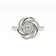 Round Moissanite Diamond Sterling Silver Engagement Ring
