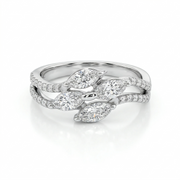 Marquise Cut Moissanite Diamond Sterling Silver Engagement Ring