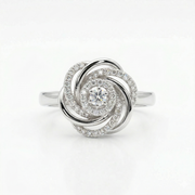 Round Moissanite Diamond Sterling Silver Engagement Ring