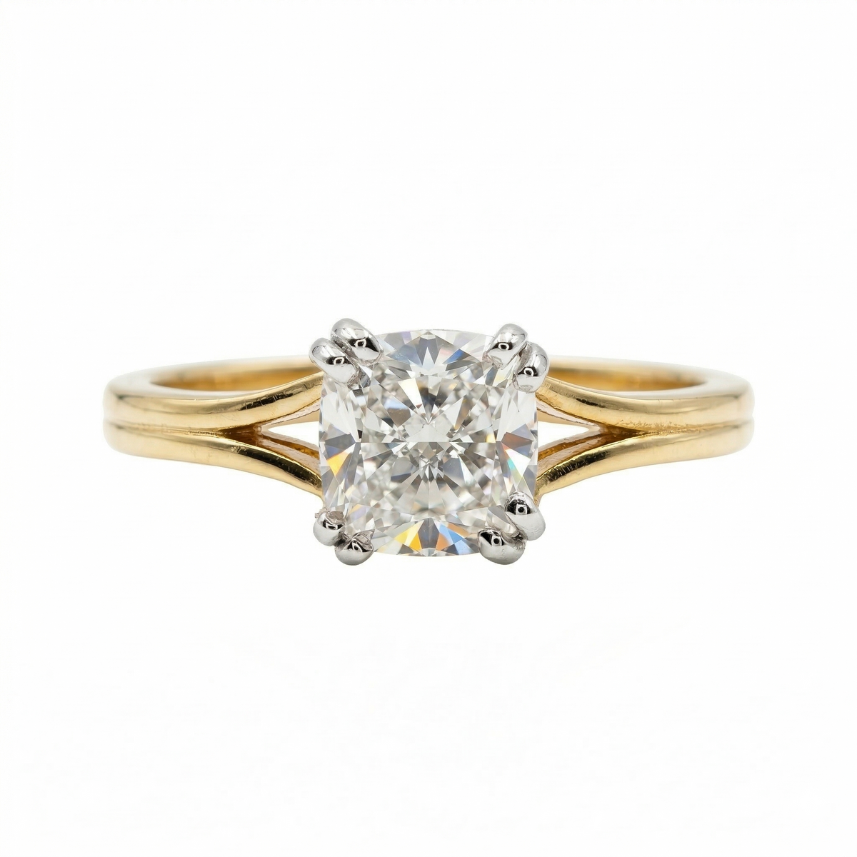 Cushion Cut Moissanite Diamond Sterling Silver Engagement Ring