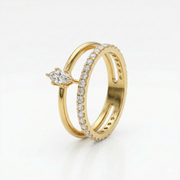 Simple Classic Moissanite Diamond Sterling Silver Engagement Ring