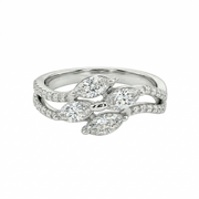 Marquise Cut Moissanite Diamond Sterling Silver Engagement Ring