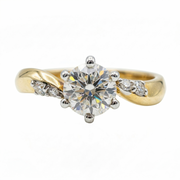 Round Cut Moissanite Diamond Sterling Silver Engagement Ring