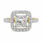 Princess Cut Moissanite Diamond Sterling Silver Engagement Ring