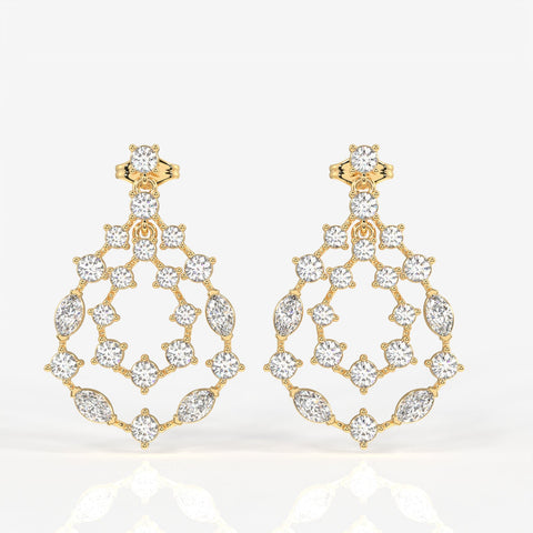 Golden Vine Lab Grown Drop 14k Gold Earrings