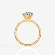 Portuguese Cut Tulip Six Prong Moissanite Diamond Pave Sterling Silver Ring