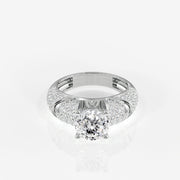 Portuguese Cut Moissanite Diamond Cocktail Sterling Silver Rings