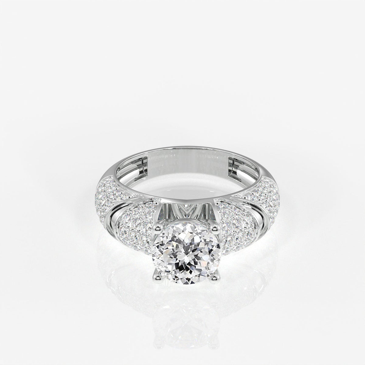 Portuguese Cut Moissanite Diamond Cocktail Sterling Silver Rings