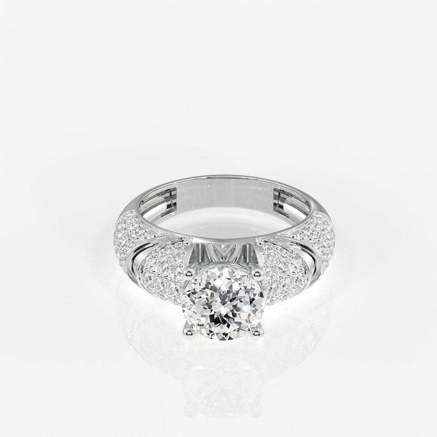 Portuguese Cut Moissanite Diamond Cocktail Sterling Silver Rings